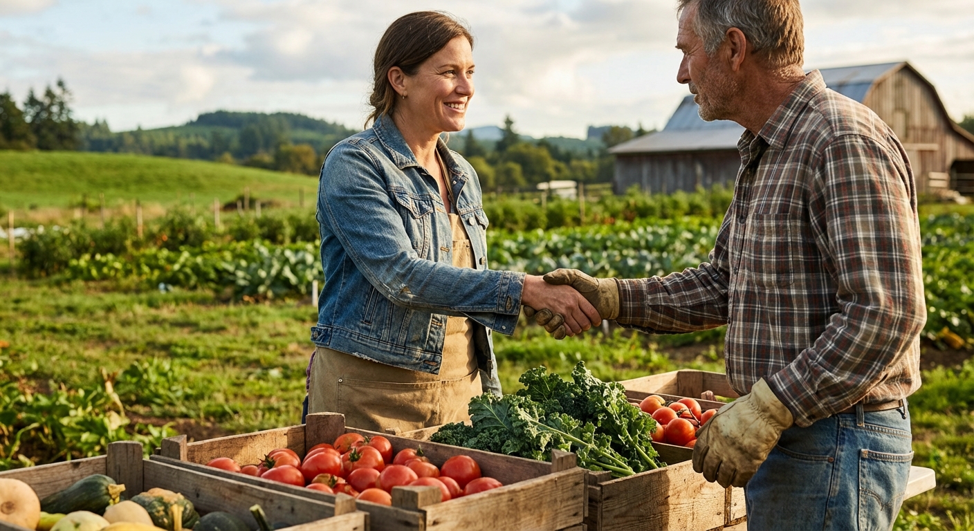 Jade Alvarez visiting a local Pacific Northwest farm