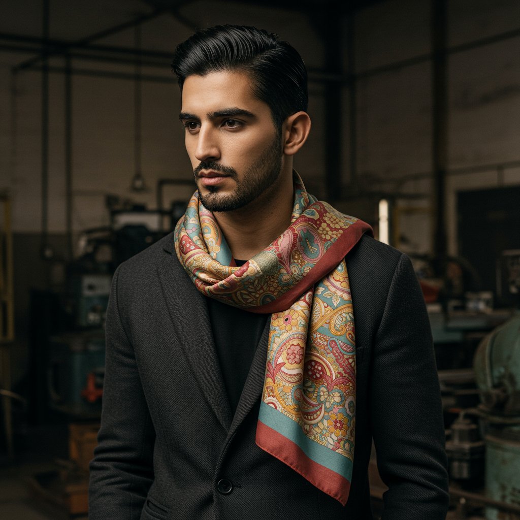 Seasonal Silk Scarf — close-up