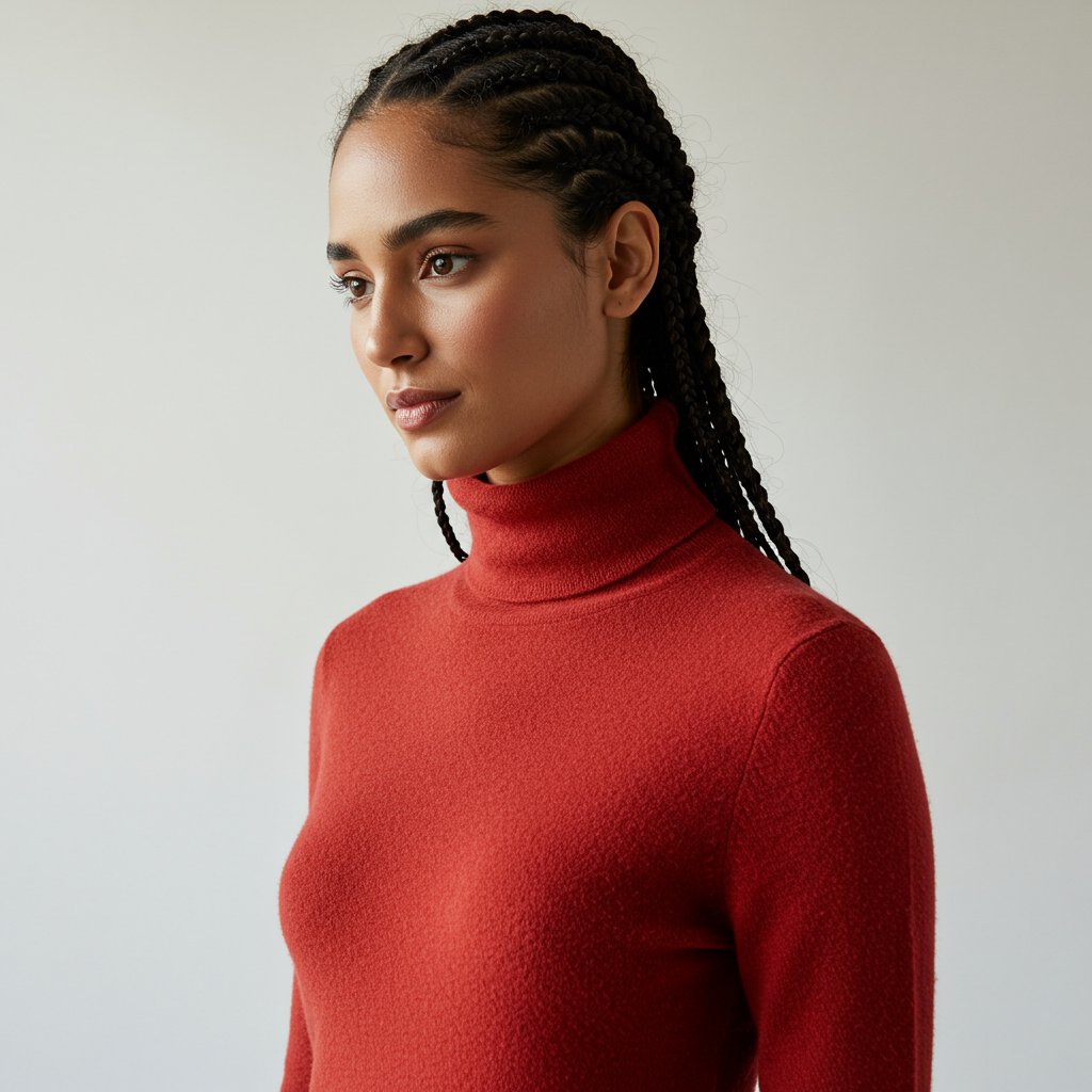 Cashmere Turtleneck - Scarlet — close-up