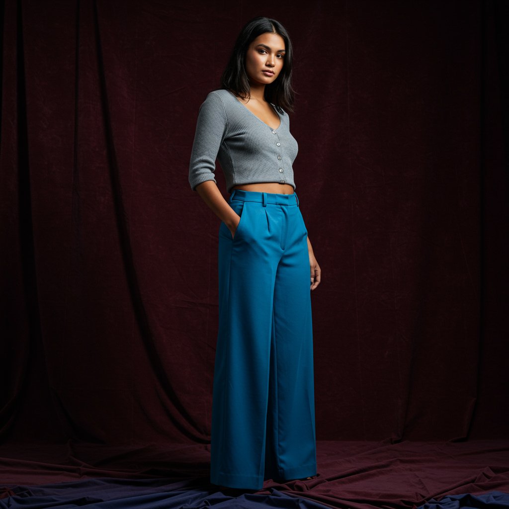 Wide-Leg Trousers - Sky — close-up