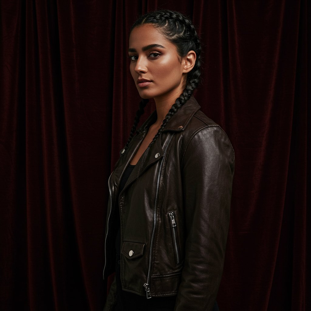 Leather Biker Jacket - Espresso — close-up