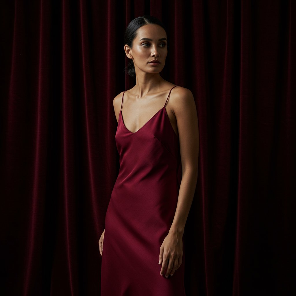 Midi Slip Dress - Wine — close-up