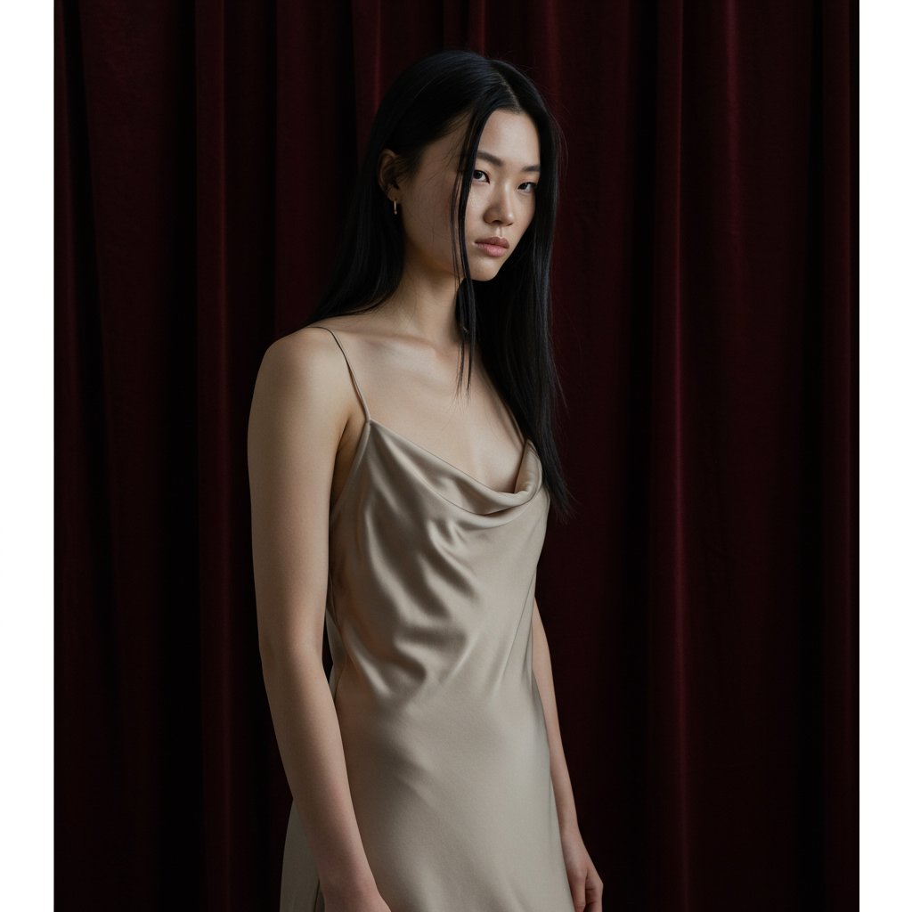 Midi Slip Dress - Stone — close-up