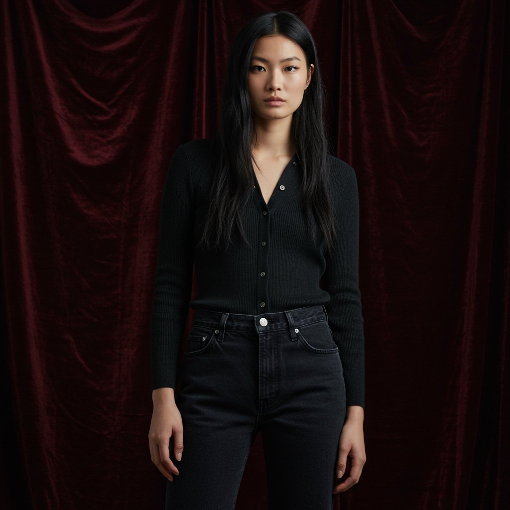 Denim Straight Jeans - Obsidian — close-up