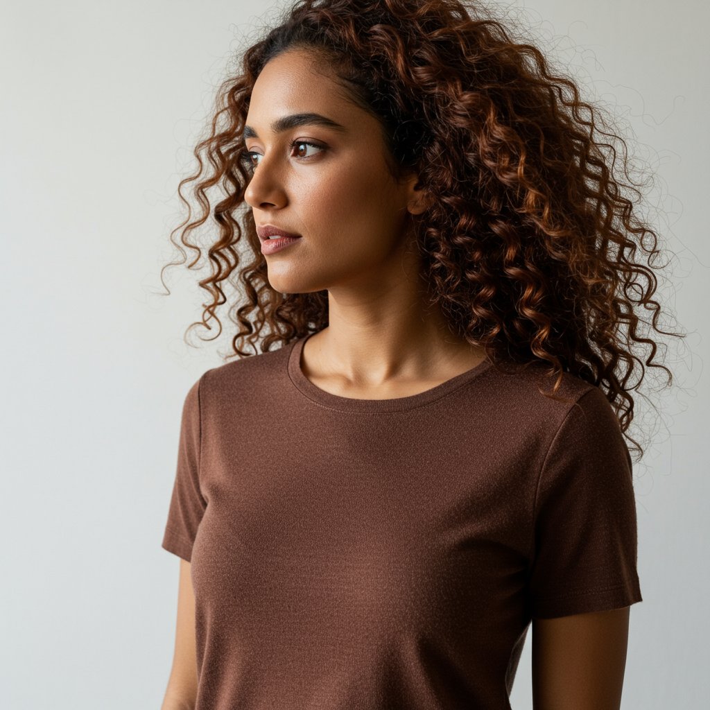 Merino Wool T-Shirt - Chocolate — close-up