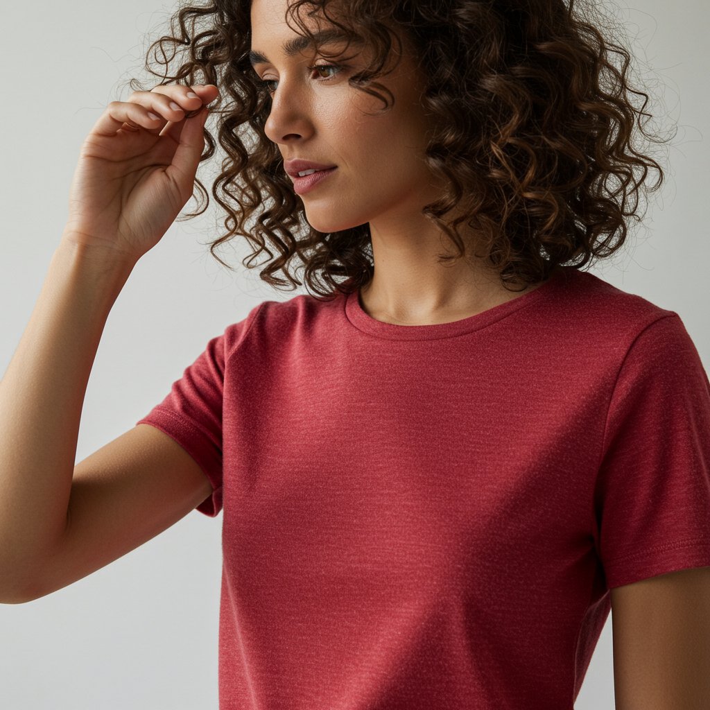 Merino Wool T-Shirt - Cherry — close-up