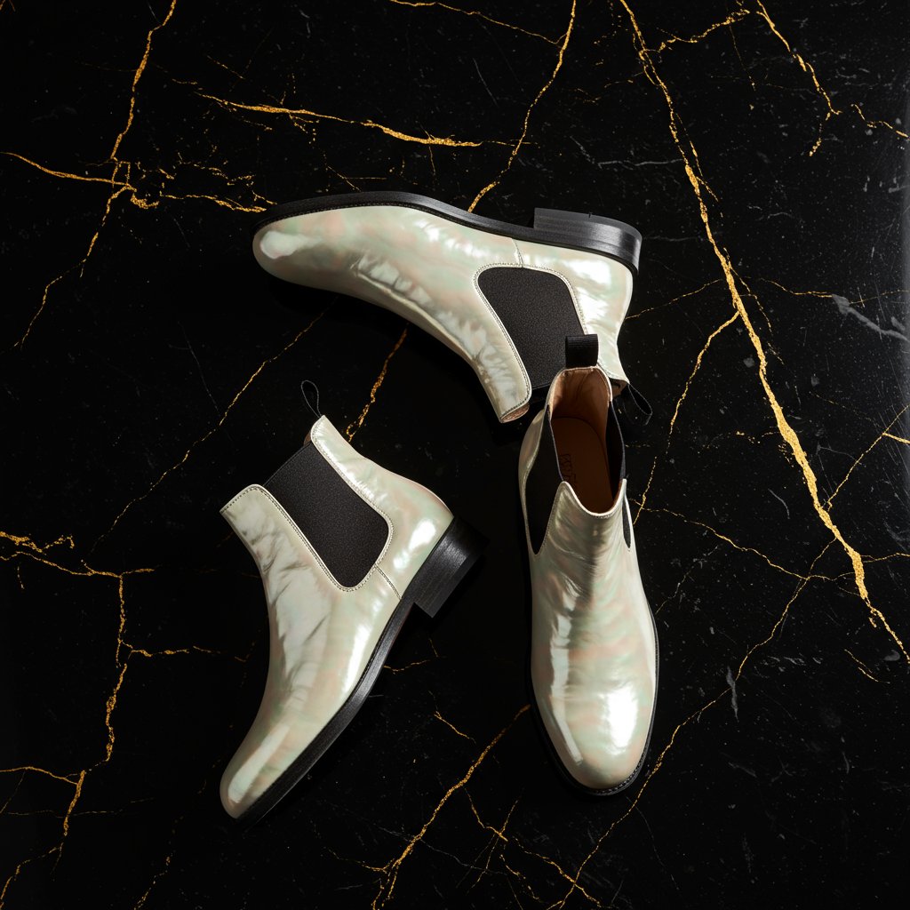 Leather Chelsea Boots - Pearl — close-up