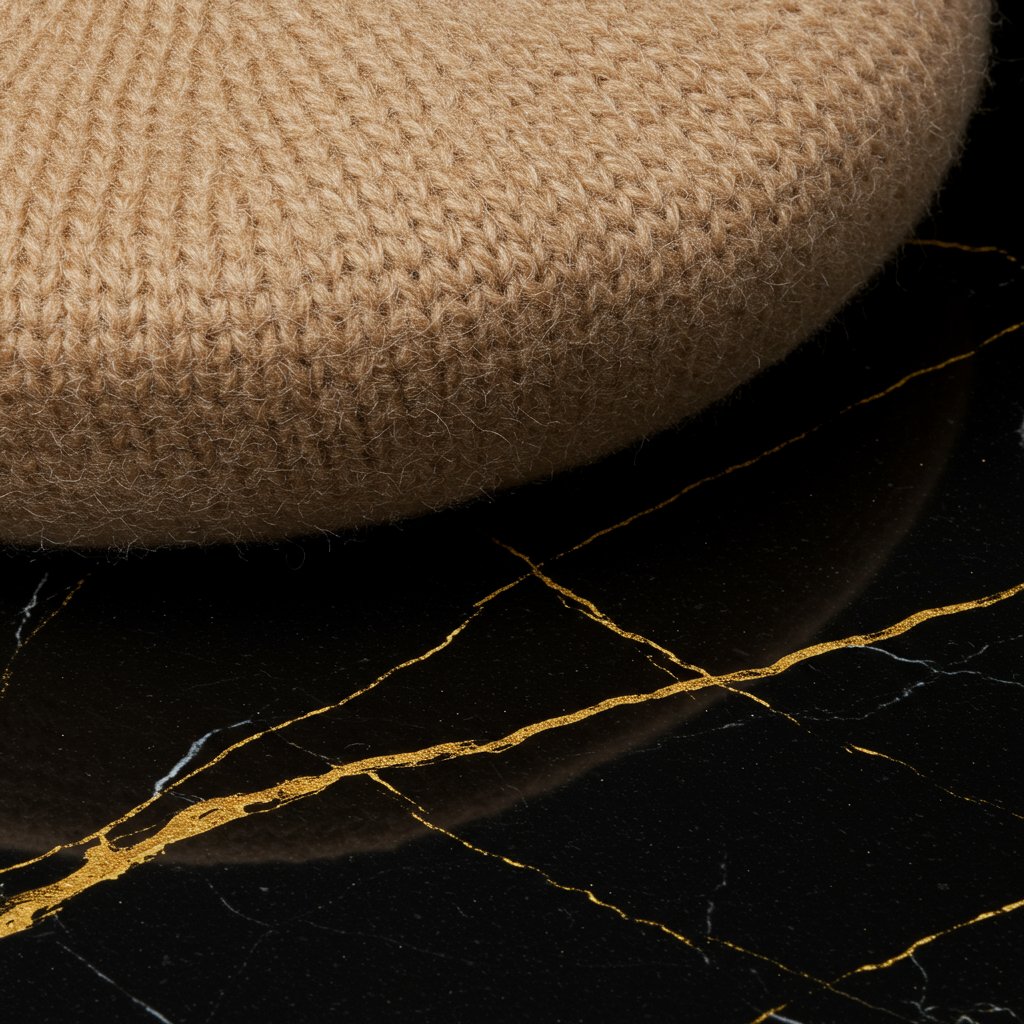 Wool Beret - Beige — close-up