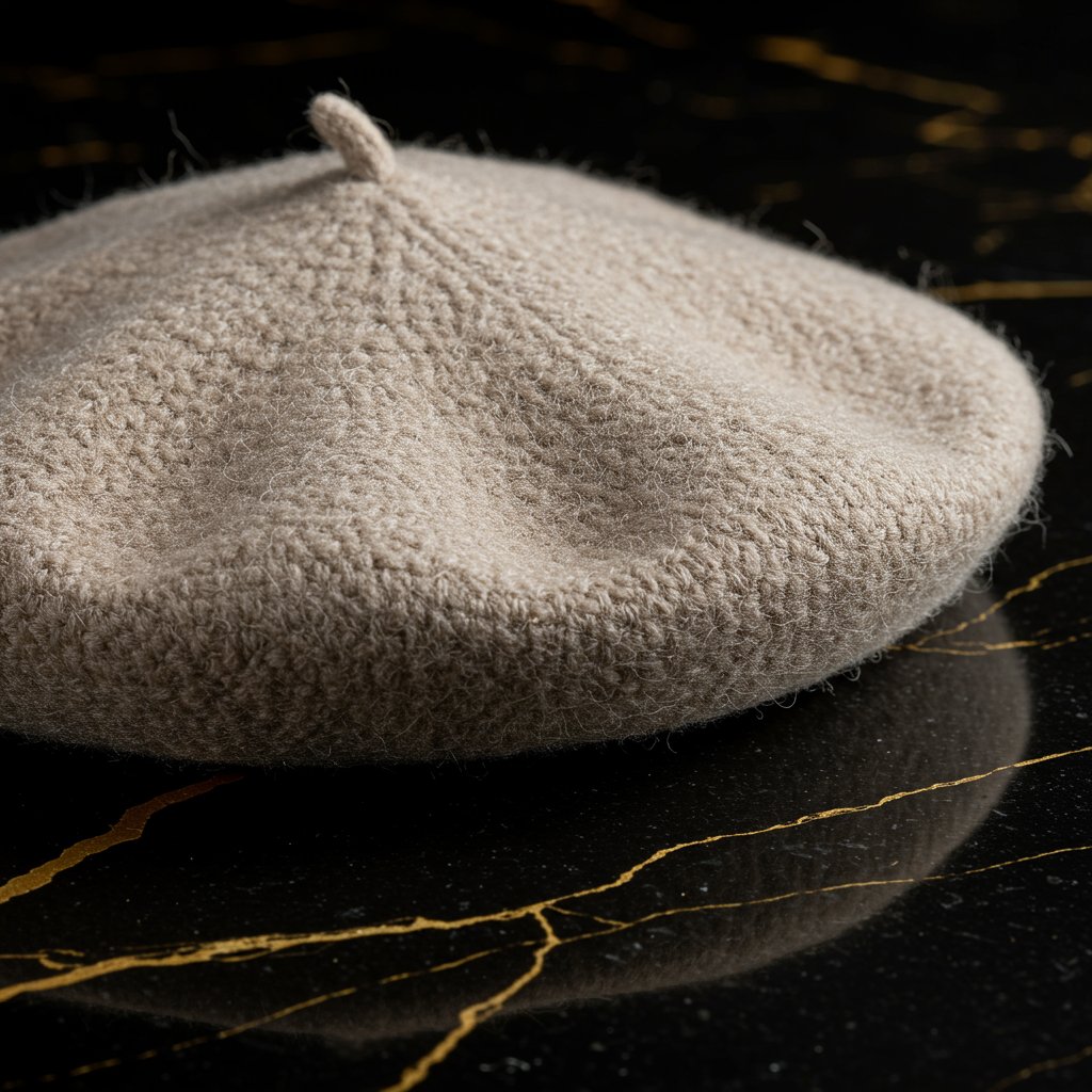 Wool Beret - Chalk — close-up