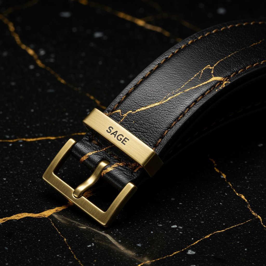 Leather Belt - Sage — close-up