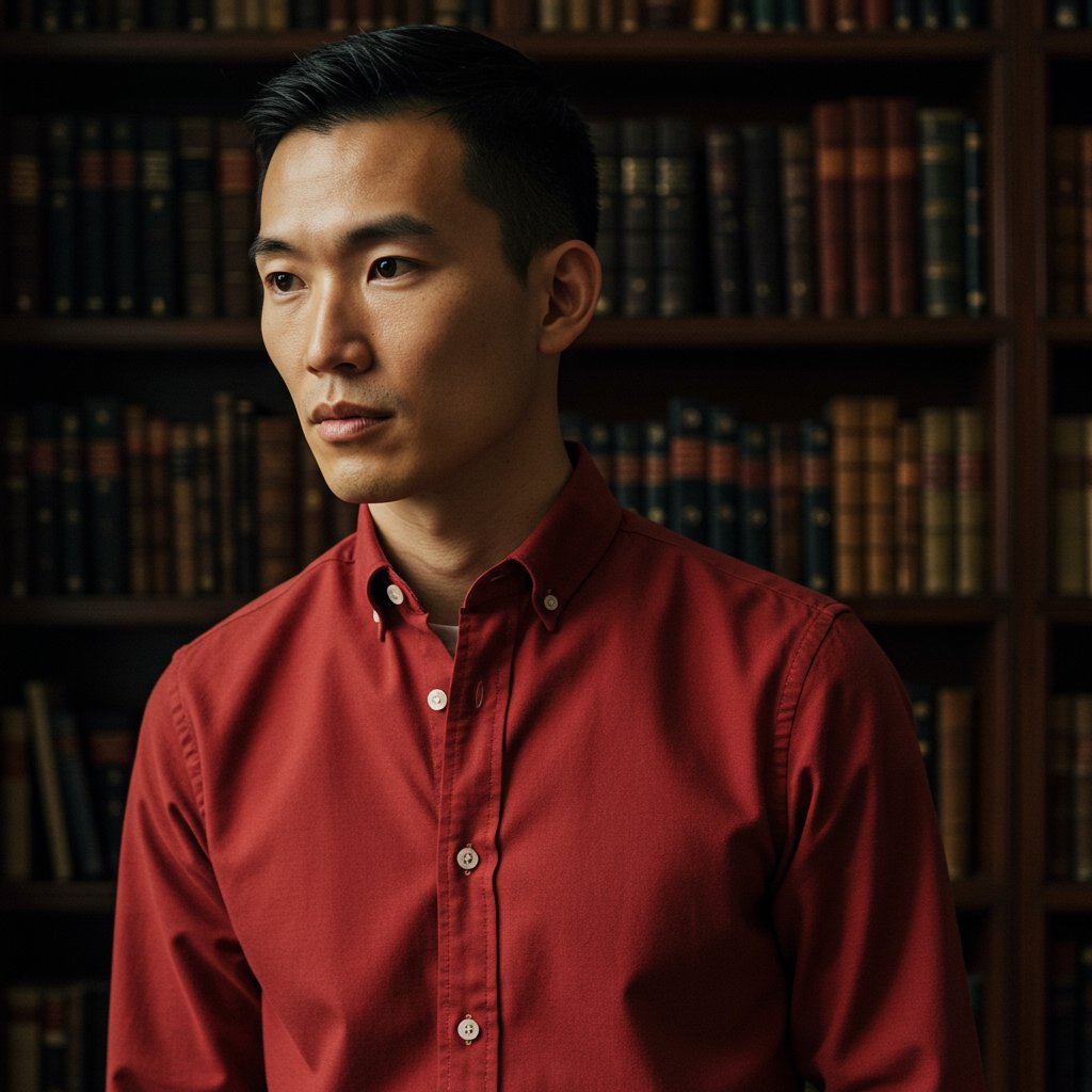 Cotton Oxford Shirt - Scarlet — close-up