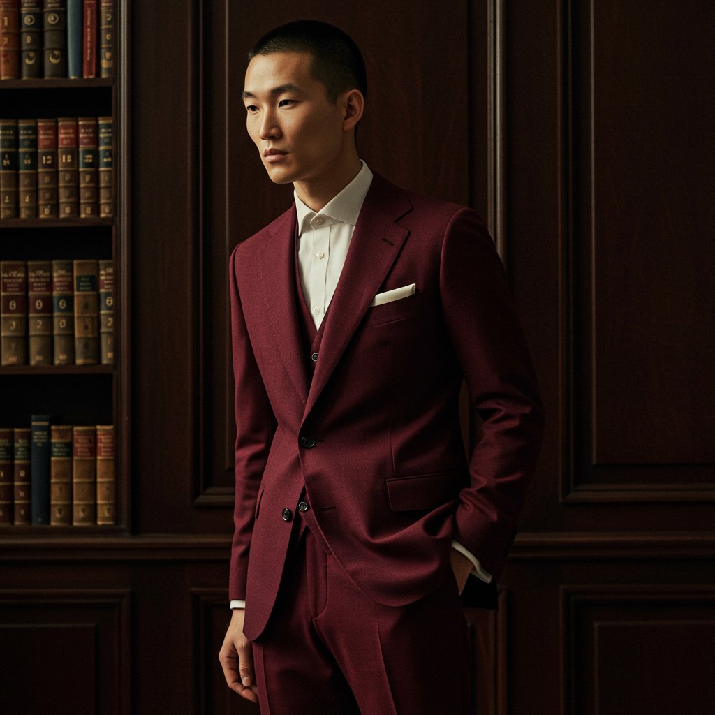 Tailored Wool Trousers - Wine — close-up