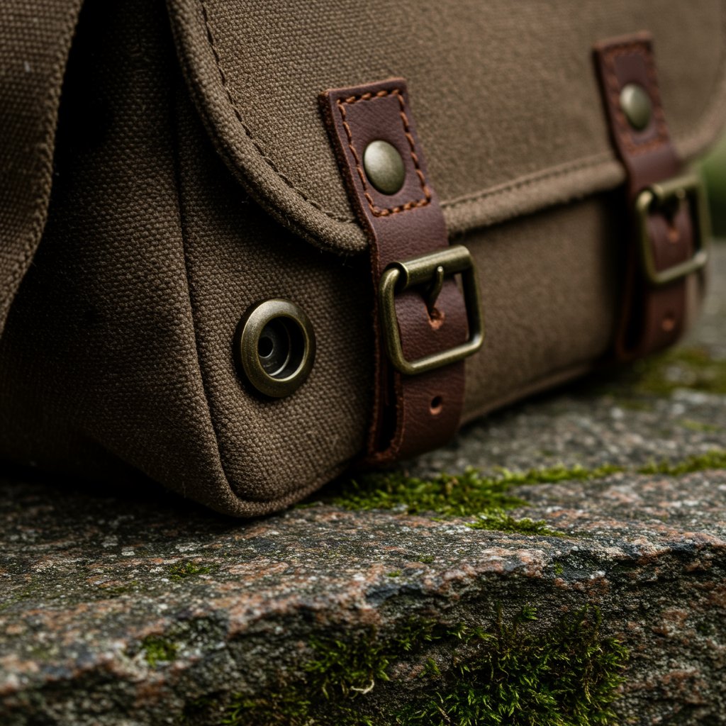 Canvas Messenger Bag - Stone — close-up