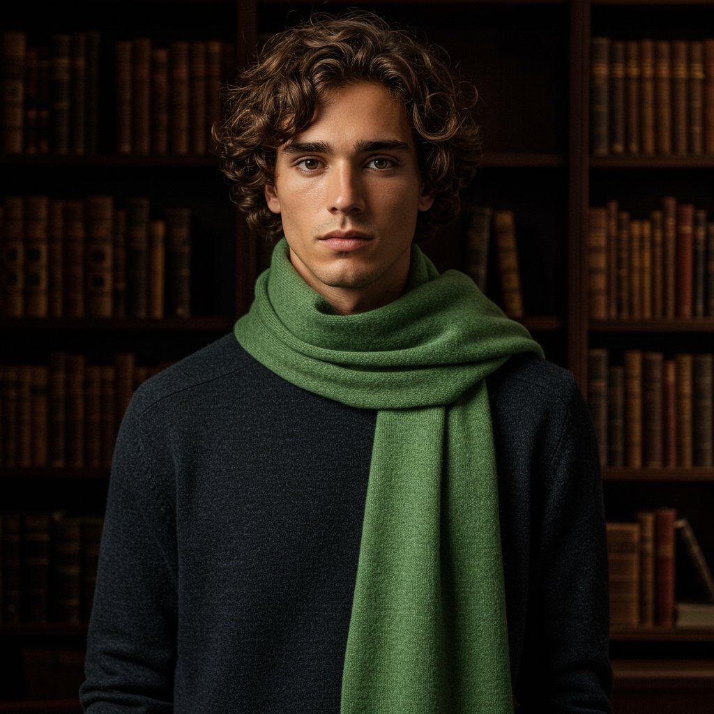 Cashmere Scarf - Sage — close-up