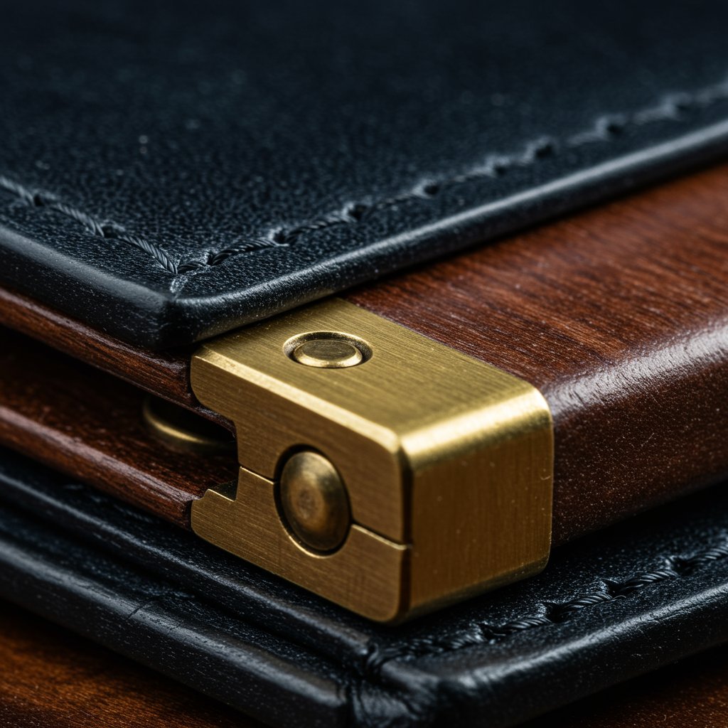 Leather Wallet - Obsidian — close-up