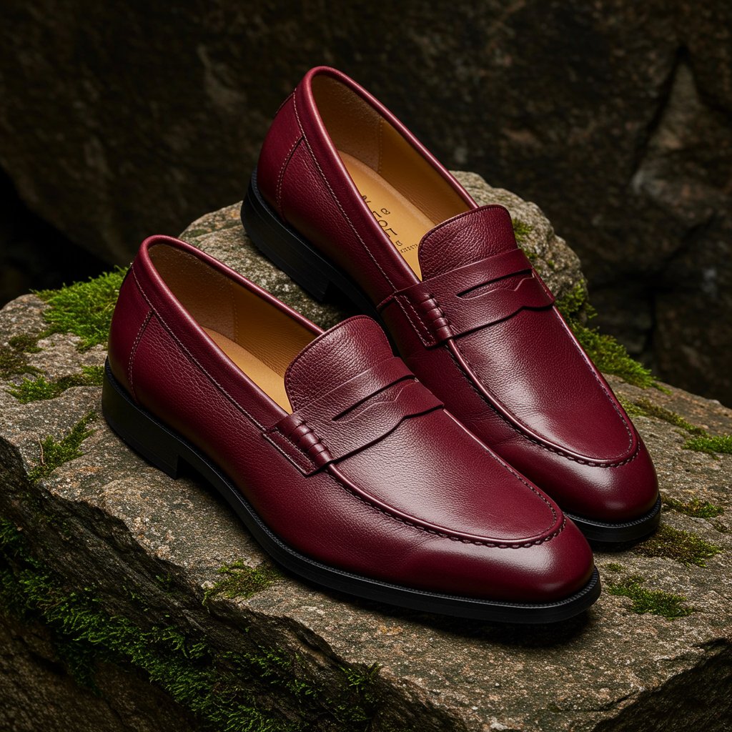 Leather Loafers - Wine — close-up