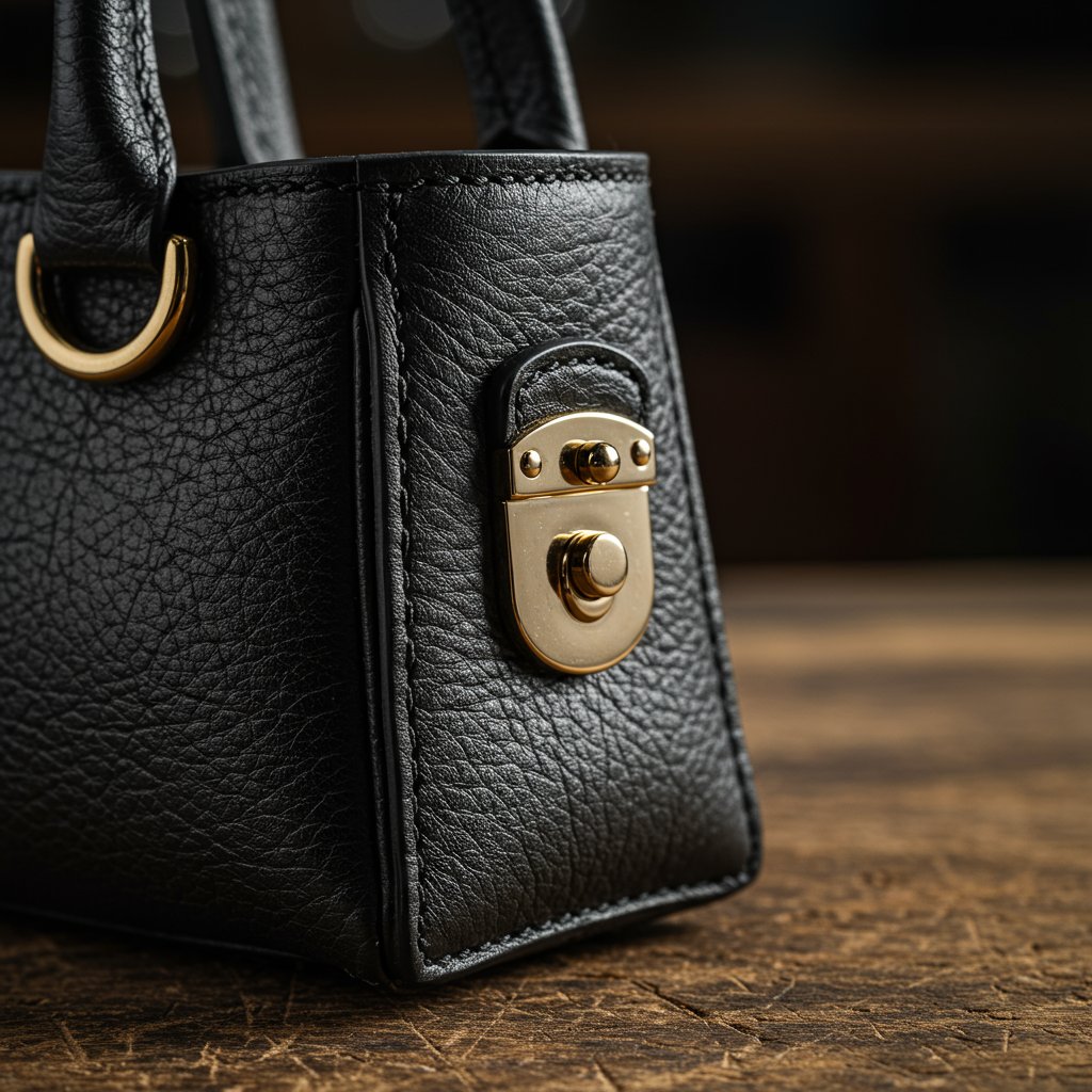 Leather Tote Bag - Smoke — close-up