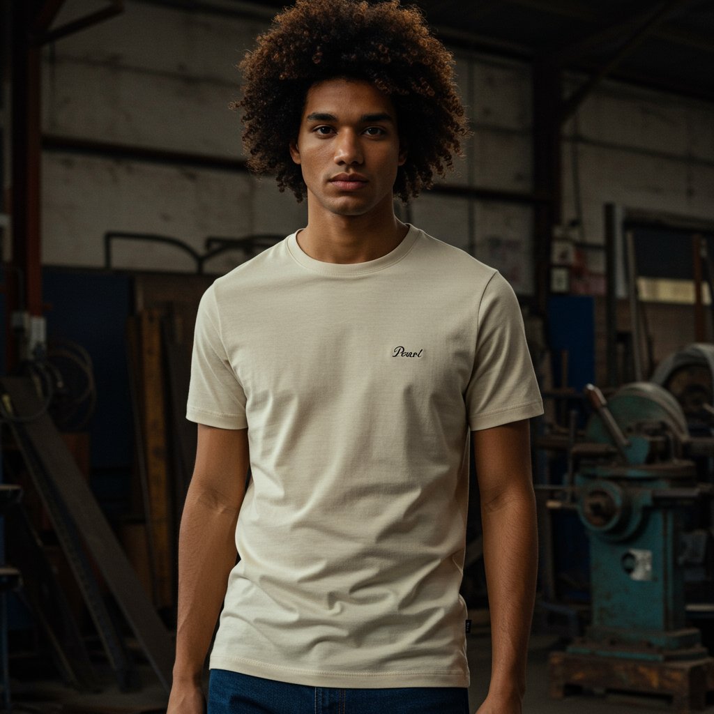 Basic Cotton Tee - Pearl — close-up