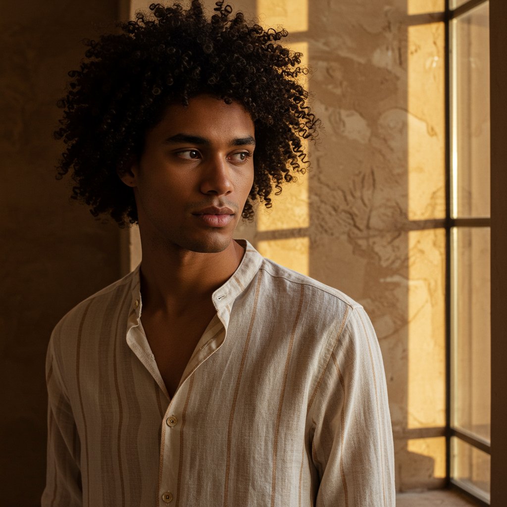 Striped Linen Tee - Bone — close-up