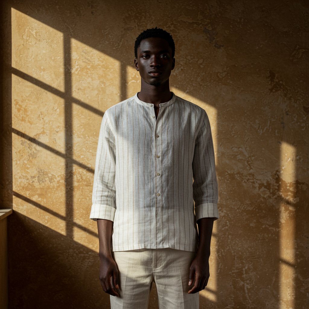 Striped Linen Tee - Snow