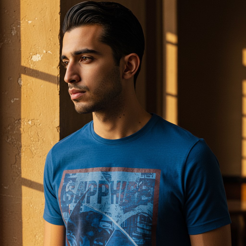 Graphic Print Tee - Sapphire — close-up