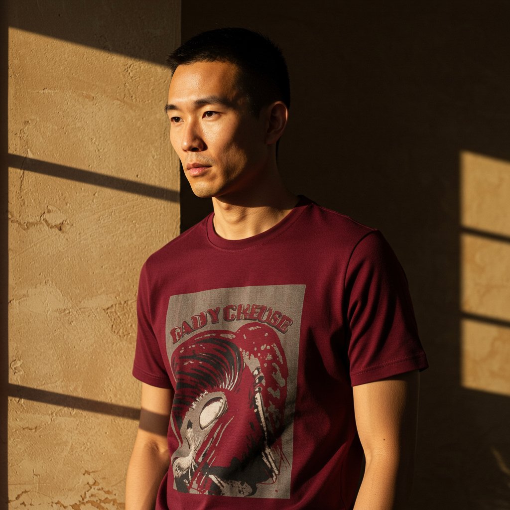 Graphic Print Tee - Burgundy — close-up