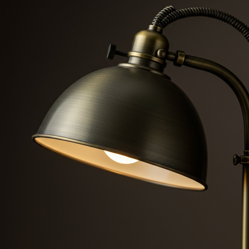 Brass Desk Lamp - Pewter — close-up