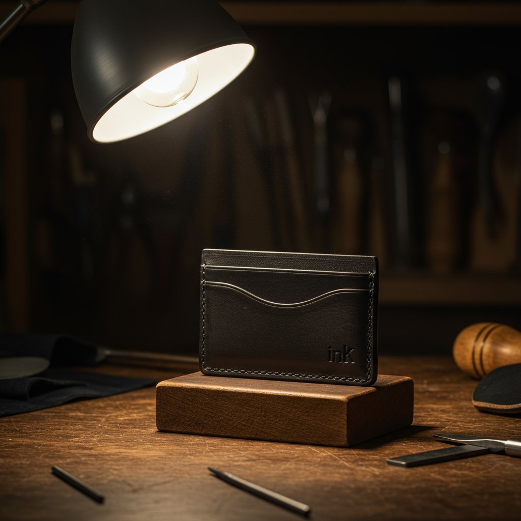 Leather Card Holder - Ink