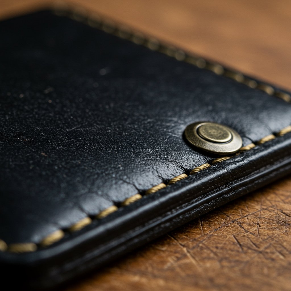 Leather Card Holder - Ink — close-up
