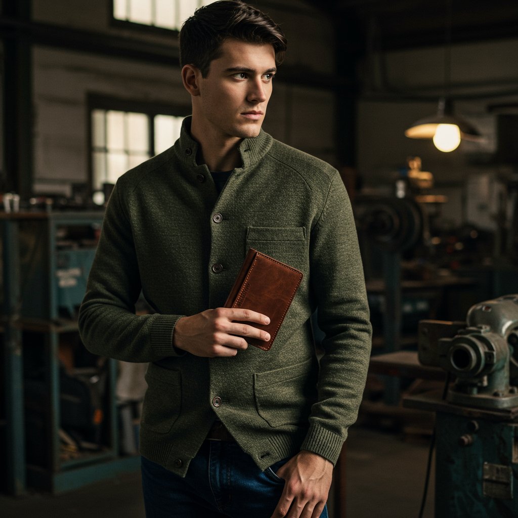 Leather Passport Holder - Walnut — close-up