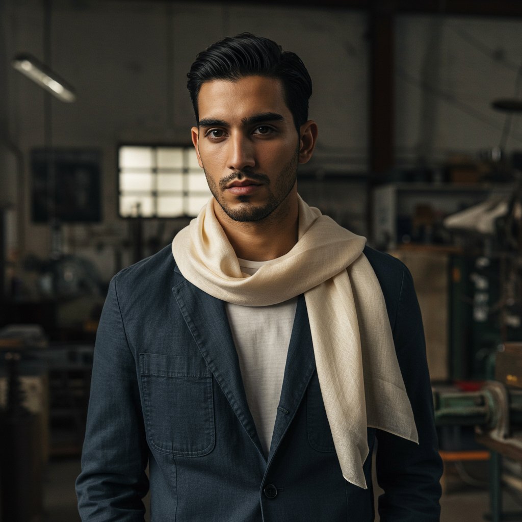 Seasonal Silk Scarf - Pearl — close-up