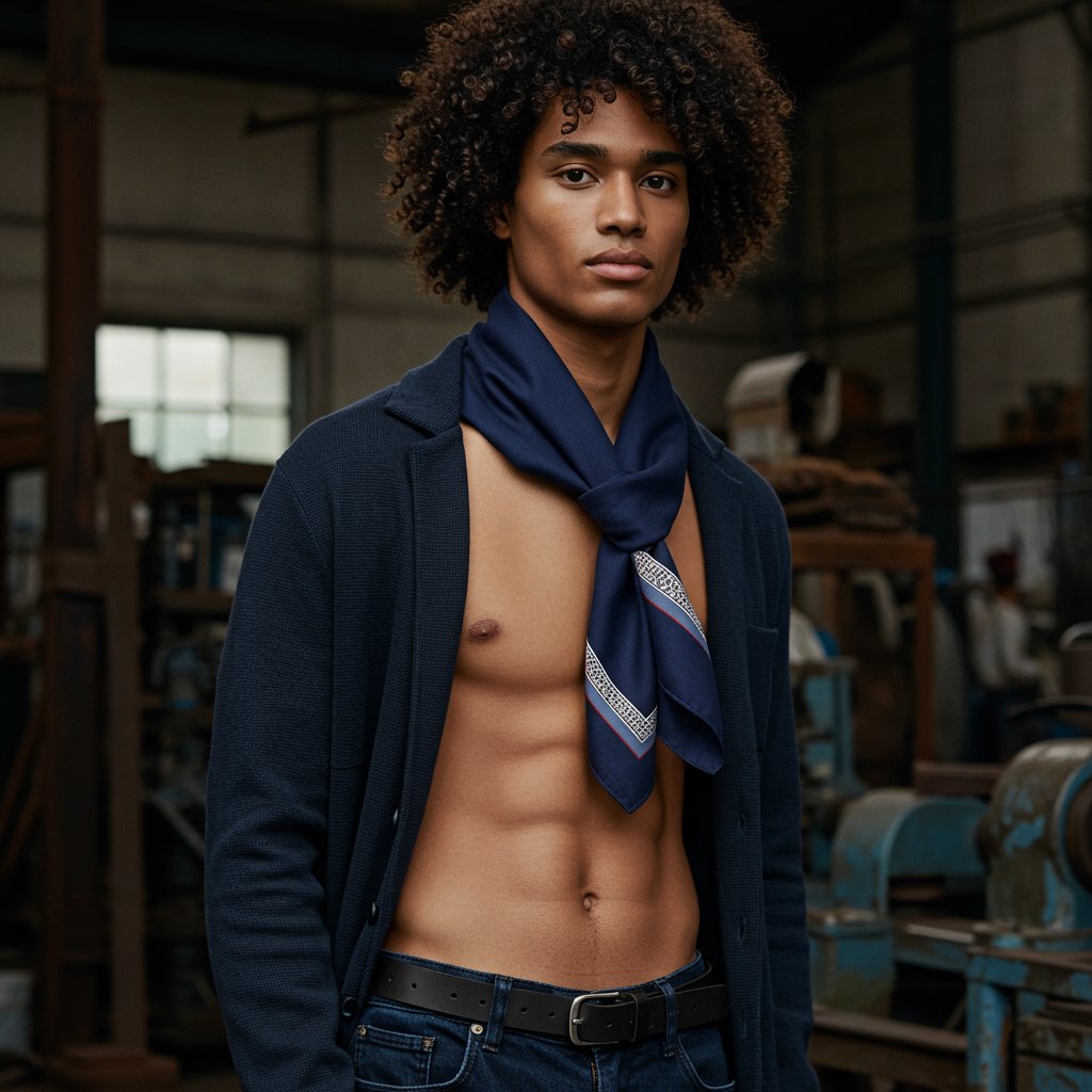 Seasonal Silk Scarf - Royal Navy — close-up