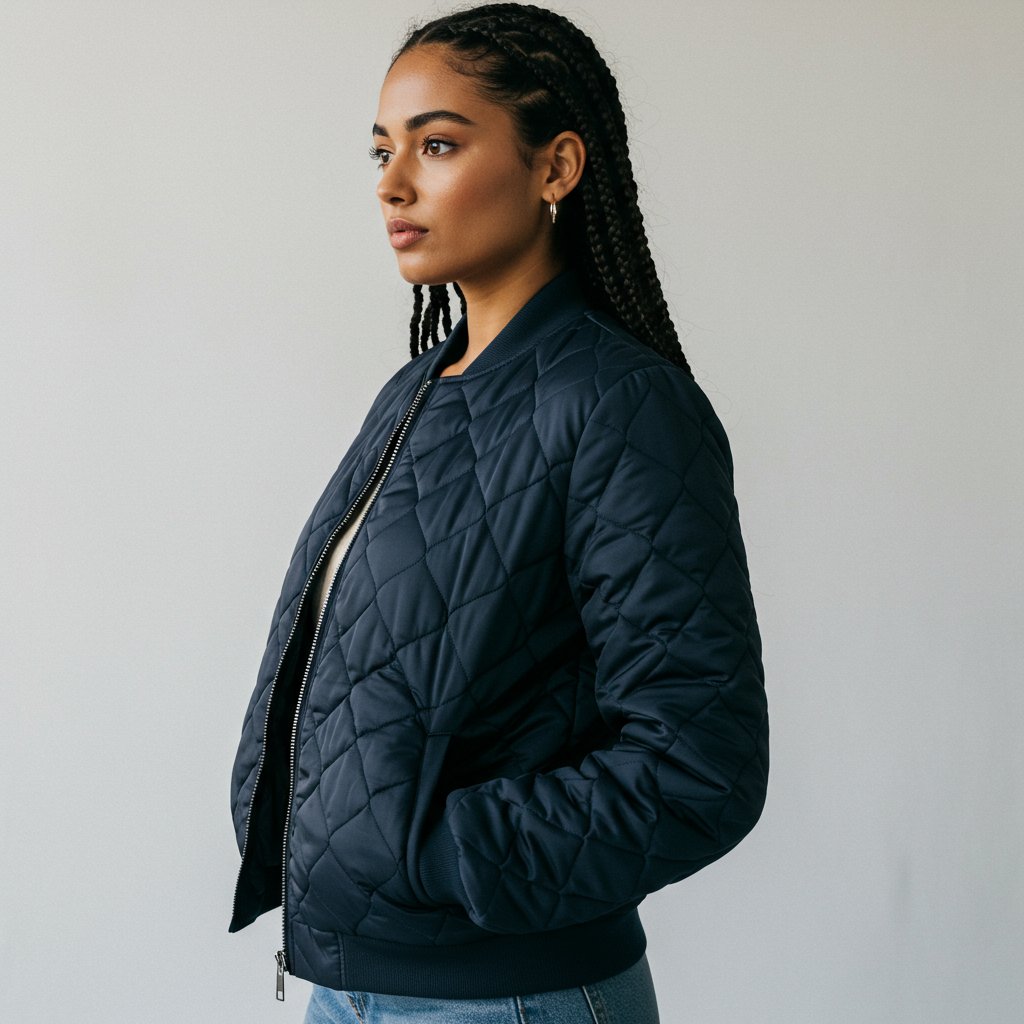 Refined Quilted Bomber Jacket - Premium — close-up