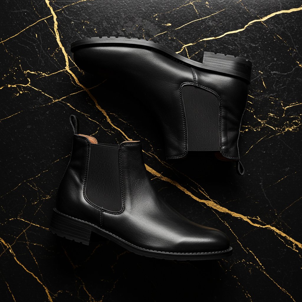 Relaxed Leather Chelsea Boots - Premium — close-up
