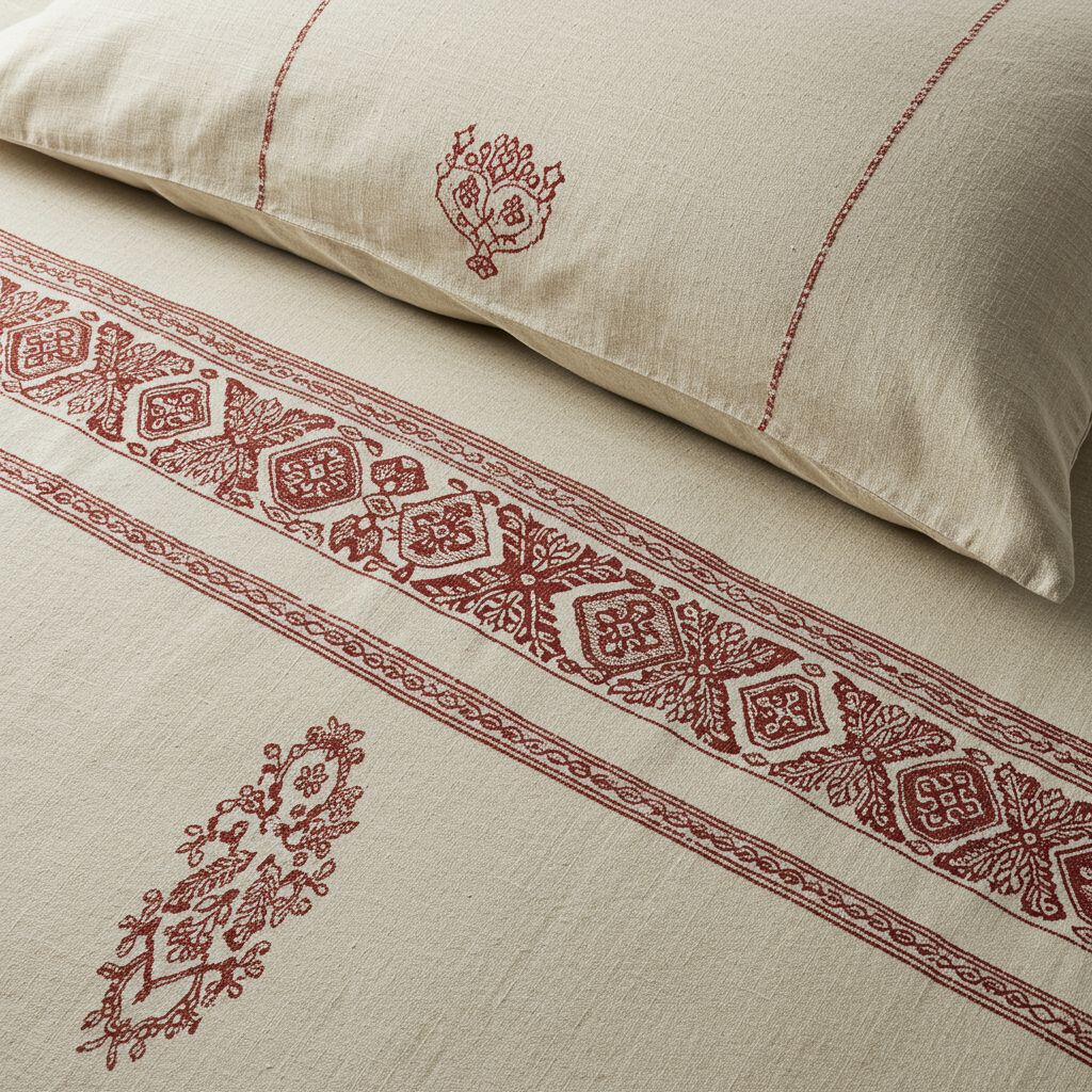 Traditional Linen Duvet Set - Premium — close-up
