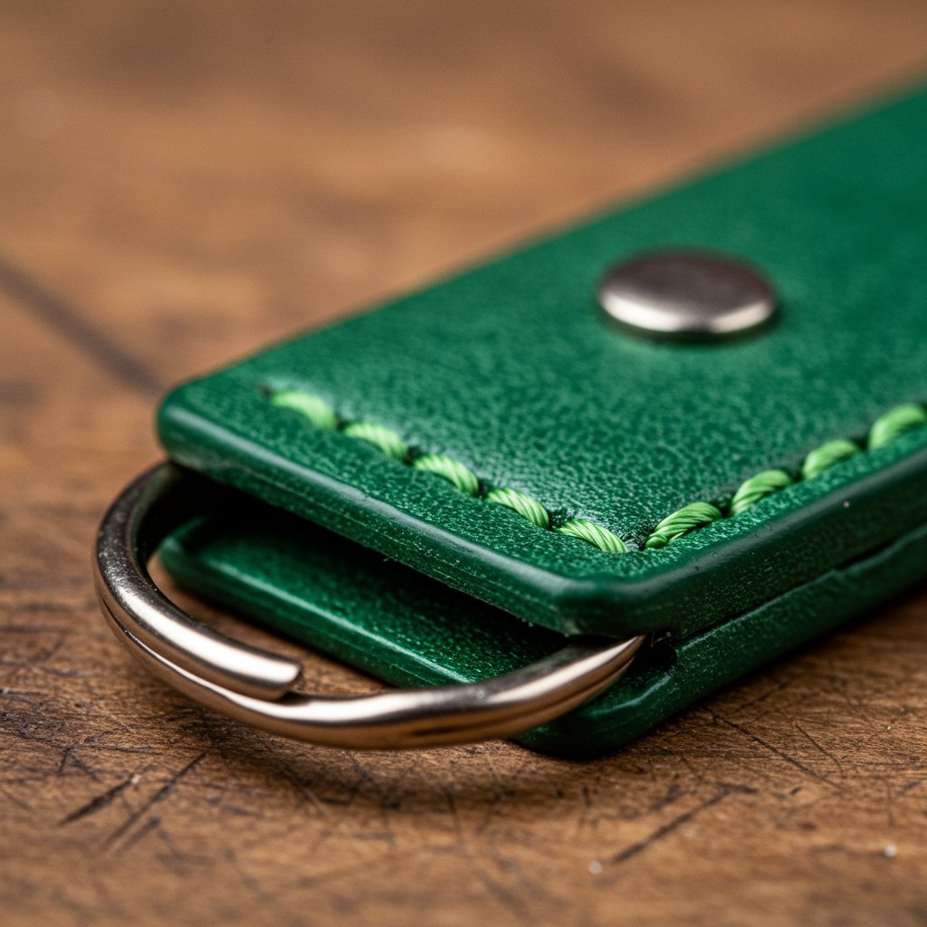 Minimalist Leather Keychain - Premium — close-up