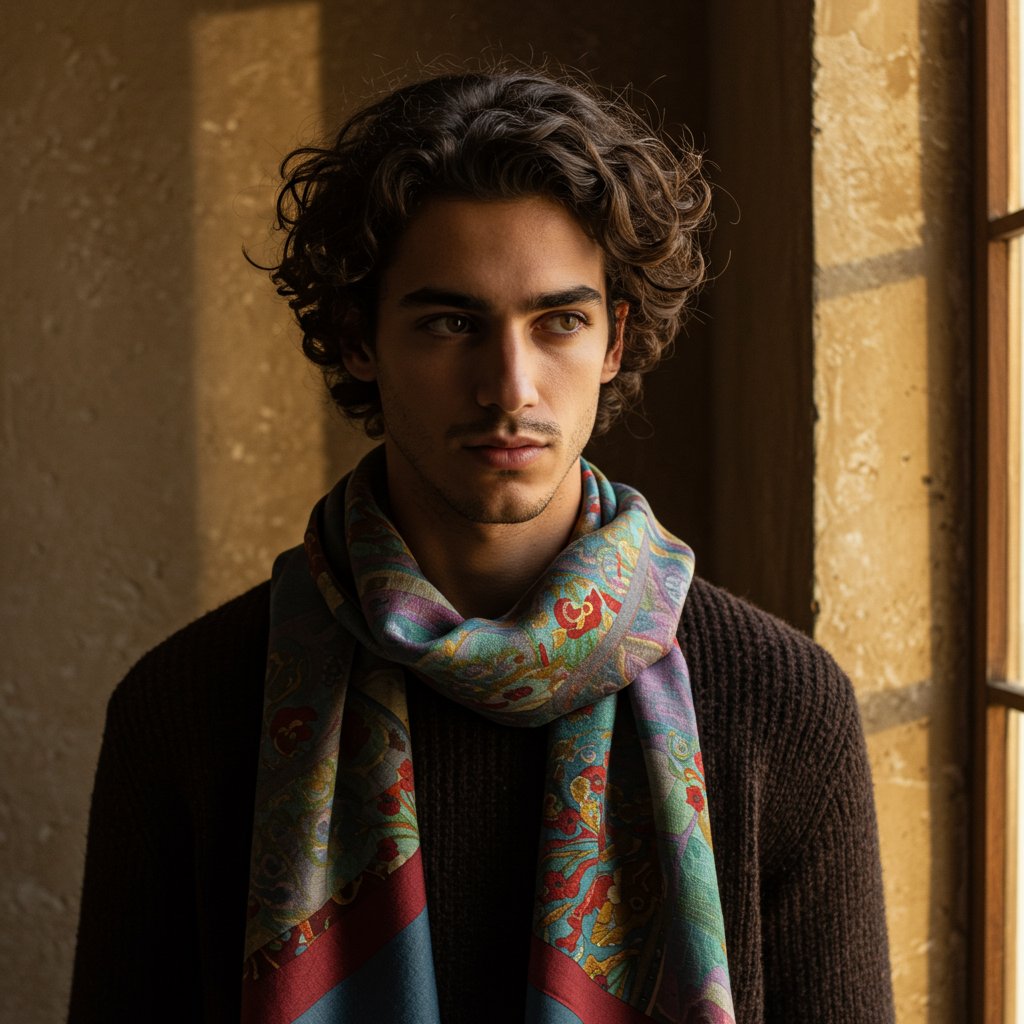 Contemporary Seasonal Silk Scarf - Premium — close-up