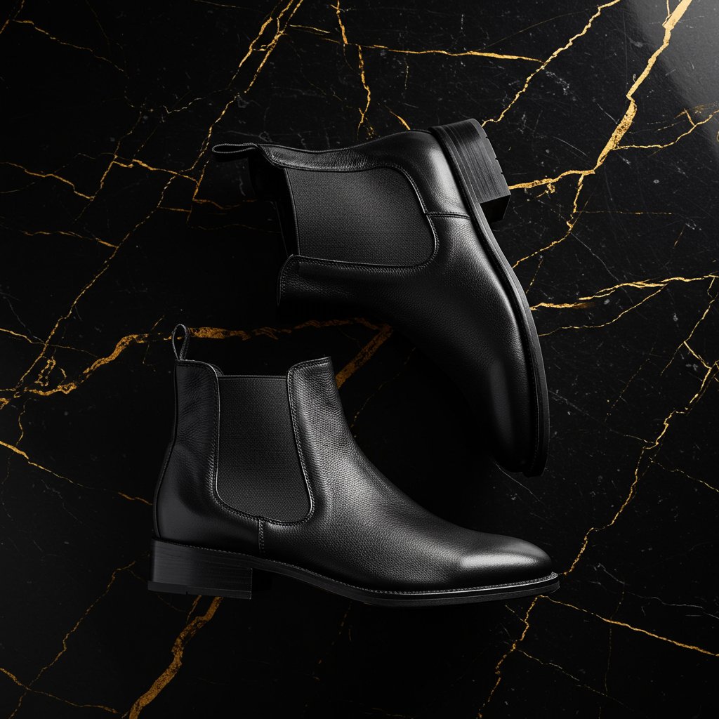 Contemporary Leather Chelsea Boots - Fall/Winter Layered — close-up