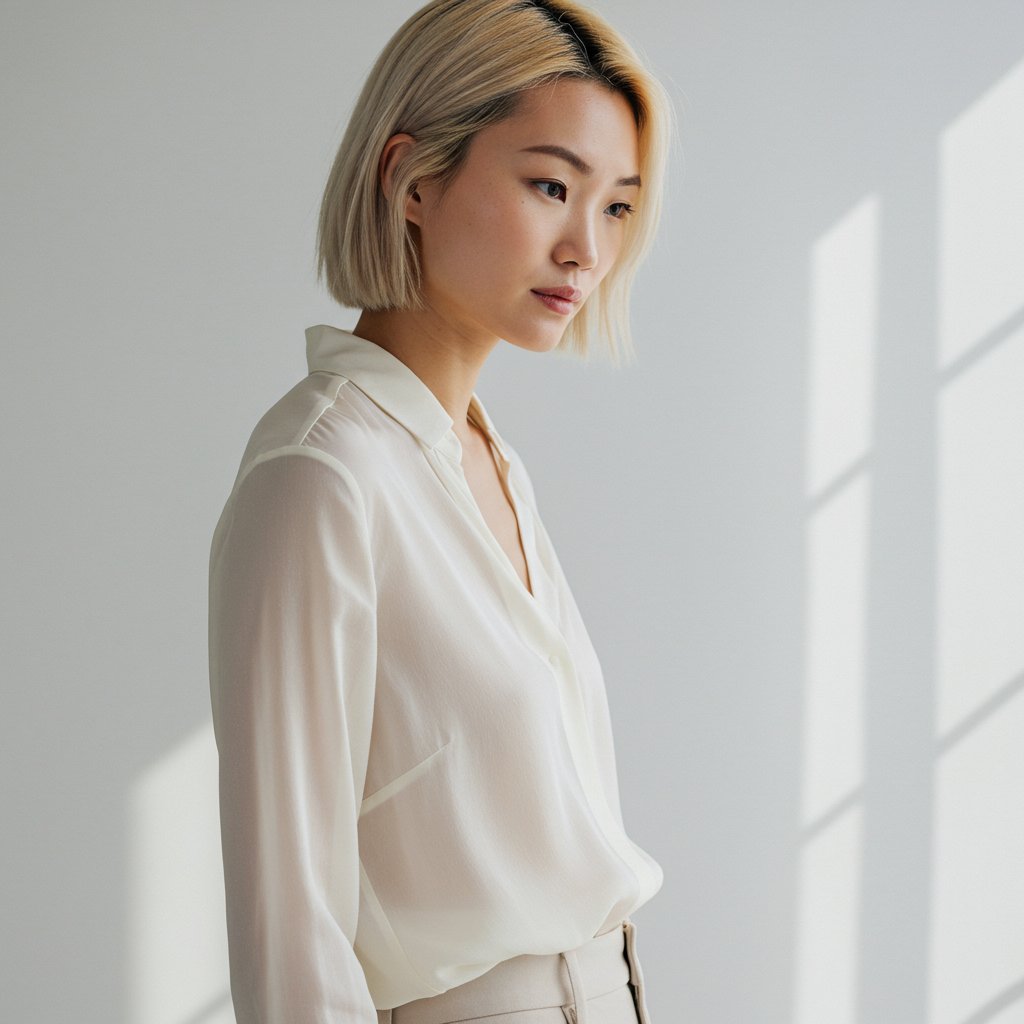 Streamlined Silk Organza Blouse - Essentials — close-up