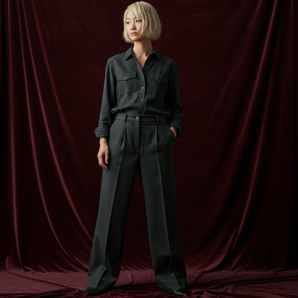 Heritage Wide-Leg Trousers - Signature — close-up