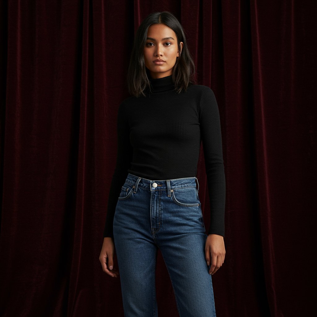 Streamlined Denim Straight Jeans - Sustainable — close-up