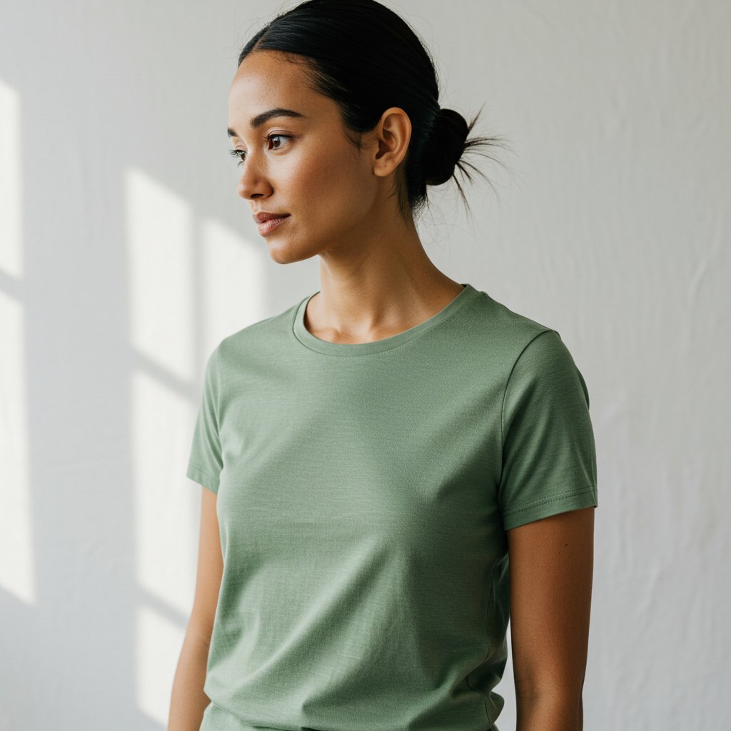 Minimalist Merino Wool T-Shirt - Sustainable — close-up