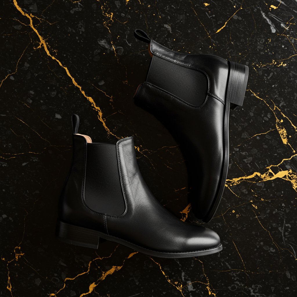 Minimalist Leather Chelsea Boots - Sustainable — close-up